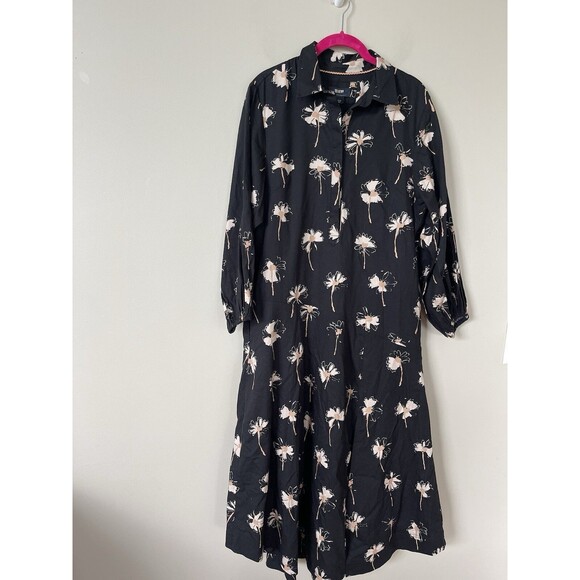 Anthropologie Maeve Dress Midi Women Cotton Button Front Preppy Boho Small New - Picture 2 of 13